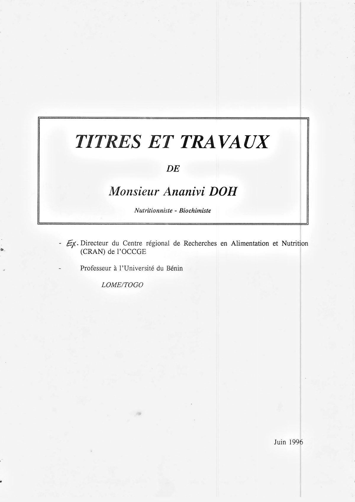 Titres et travaux — Page 1 sur 8